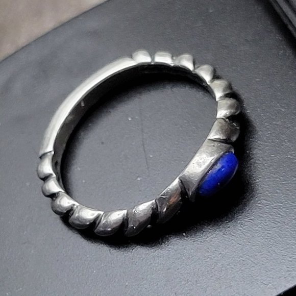 Promise Lapis Lazuli December Birthstone Ring 925 SIZE 6 STERLING - Picture 4 of 8
